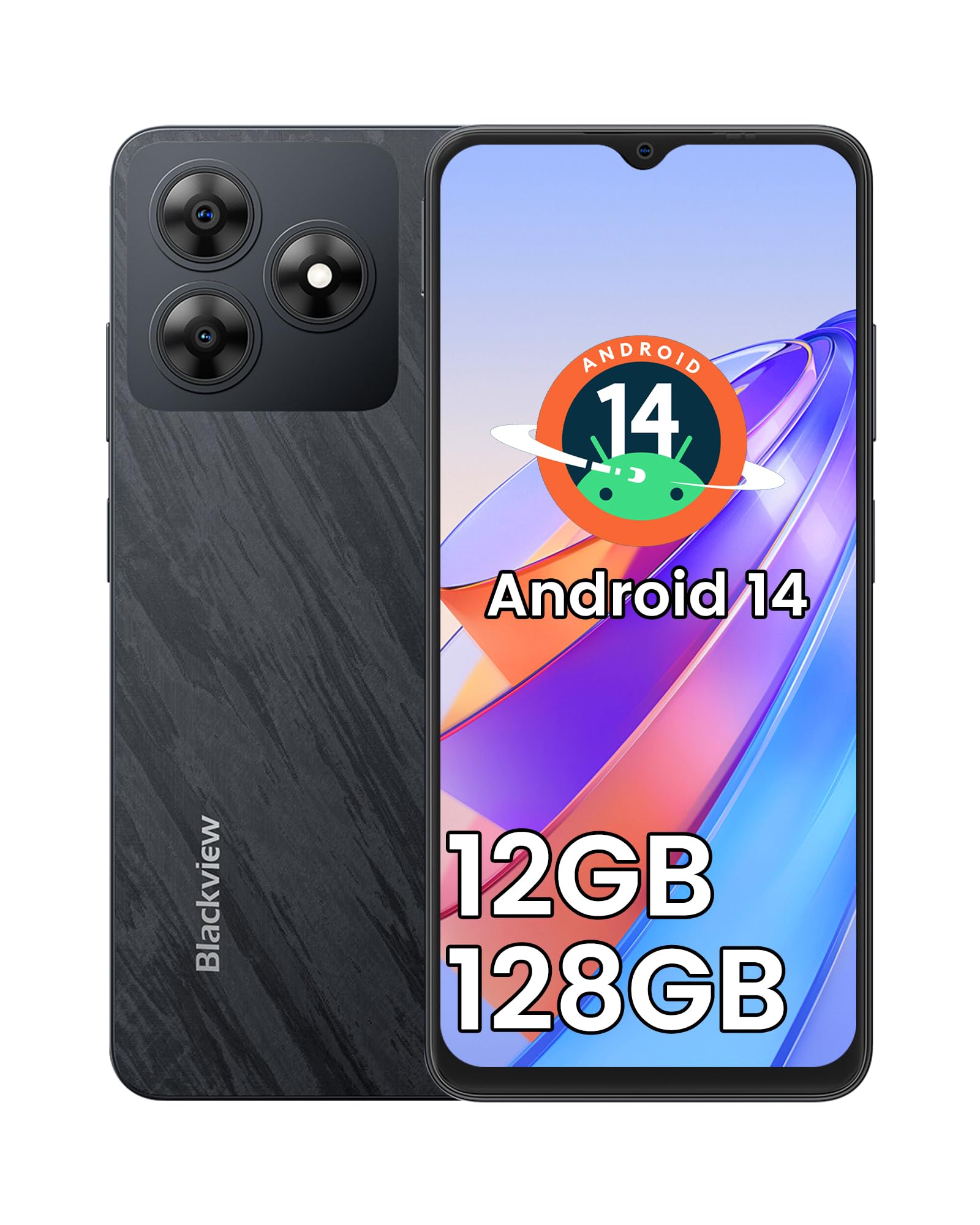 Blackview WAVE 8 スマホ 4+8GB 128GB ブラック Blackview Wave 8 Cell Phone Unlocked Canada, Android 14 Phone 12GB